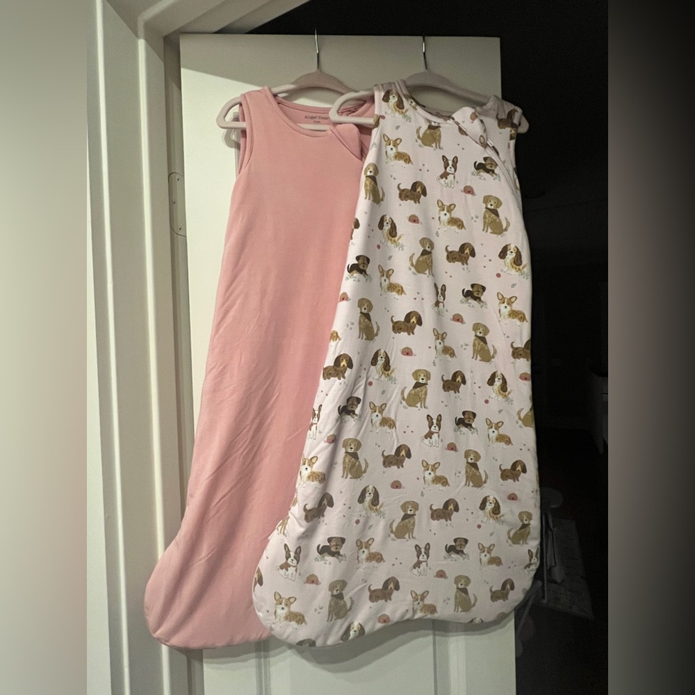 Bundle of 2 Angel Dear 0-6m sleep sacks EUC